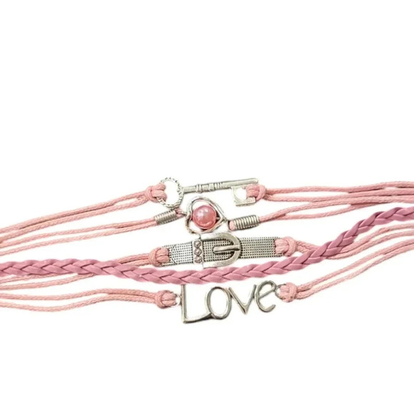 Love Charms Faux Leather Multi-layered Bracelet - Picture 1 of 3